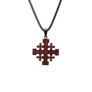 Medieval Religious Jewelry Gift Jerusalem Cross Pendant Necklaces For Women Men Stainless Steel Statement Chains Colars