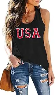[MEESHEEP] American Flag Tank Top Women USA Star Sequin Sleeveless Tee Patriotic Shirt 4th of July Summer Vest Top, Grey2, X-Large