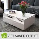 Modern Coffee Table 4 Drawer Storage Shelf High Gloss Couch Side Furniture White