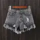 Summer distressed rough edge denim shorts破洞毛邊牛仔短褲女