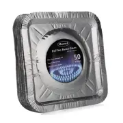 50 Pack Aluminum Foil Square Stove Burner Covers Disposable Heavy Thick Quali...