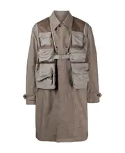 check-pattern patch-pocket coat 4,5 Gray