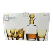 NEW Gallerie Exhibit V Luigi Bormioli 6-Piece Amber Whiskey Set Crystal Decanter