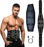 OZK Abdominal Muscle Stimulator Waist Trimmer Ab Belt - EMS Technology, 10 Modes, 30 Intensity Levels, Black, Nylon, 120cm