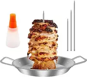 Al Pastor Pan,Vertical Spit Stand,Al Pastor Skewer Pan,Grill Skewer Stand,Vertical Skewer Pan,Shawarma Skewer Stand,BBQ Vertical Stand Skewer for Tacos Al Pastor Shawarma Kebabs
