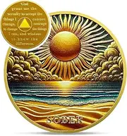 [IELCJJ] Gold Recovery Sunlight Sobriety Coin - Reborn from Dark NA AA Coins - Serenity Prayer AA Chips and Medallions - NA HA AA Living Clean Narcotics Alcoholics Anonymous Gifts for Men Women