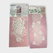VTG Set of 2 Delta Large Stencils Hydrangea/Vintage Rose Floral Collection Pink