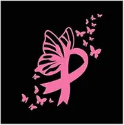 Butterfly Breast Cancer Ribbon Vinyl Decal | Pink | Made in USA by Foxtail Decals | for Car Windows, Tablets, Laptops, Water Bottles, etc. | 3.7 x 4.5 inch