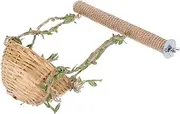 COMPUKAS Parrot Climbing Stand with Seagrass Nest Multiuse Chewing and Swing for Budgies and Parakeets Sturdy Bird Play Stand for Cage Accessories