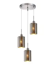 ESPEJO3 Interior Iron & Chrome Glass with Dotted Effect Oblong Pendant Light- 3 lits Round