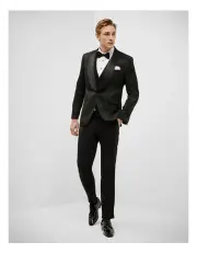 [Politix] Paisley Black Tie Tuxedo in Black