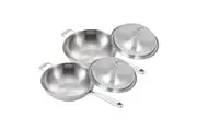 SOGA 2X 18/10 Stainless Steel Fry Pan 34cm Frying Pan Top Grade Skillet with Helper Handle and Lid