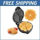 5-Heart Waffle Maker - Compact, Stainless Steel with Easy Cleanup & Recipe Guide