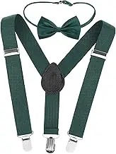 SHINEOFI 1 Set Bow Tie and Suspenders for Boys Adjustable Elastic Trousers Suspenders Stylish Back Design Comfortable for Formal and Casual Wear