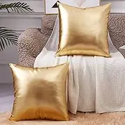 EUCIOR Decorative Pillow,Gold Pillow Covers 20x20,Decorative Throw Pillow Covers Modern Metallic Shiny Cushion Cover,Throw Pillows for Bed Couch Sofa,Gold Pillows