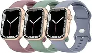 3 PACK Sport Bands Compatible with Apple Watch Band 38mm 40mm 41mm 42mm 44mm 45mm 49mm,Soft Silicone Waterproof Strap Compatible with iWatch Apple Watch Series Ultra 8 7 6 5 4 3 2 1 SE Women Men