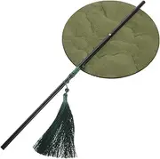 EXQUIMEUBLE Antique Round Handheld Fan with Tassel Traditional Chinese Style Decorative Dancing Fan Vintage Design for Stage Performance Hanfu Accessories Portable and Elegant
