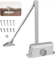 Vinabo Door Closer, Door Closer, Automatic Hydraulics, Automatic Adjustable Hydraulic Door Closer, Buffer Closed, Variable Adjustable for Commercial and Private Home, 15-45 kg, Silver