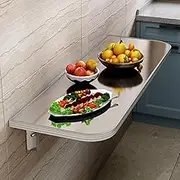 Wooden Wall Mounted Folding Dining Table, Space Saving Floating Table, Small Drop Leaf Computer Desk Kitchen Table for Small Space Office Laundry Room Study Bedroom(70x40cm/28x16in)