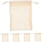 FOYTOKI Bath Tool 5pcs Soap Bar Scrub Bag Mesh Soap Pouch Drawstring for Travel