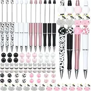 12pcs Bead Pens Diy Beading Pens Kit Creative Bead Pen Making Kit Ballpoint Pens Beaded Pens Kit with Beads Silicone Bead Pens for Women Kids Gifts School Office Supplies
