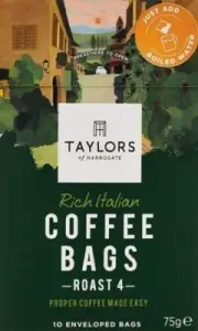 Taylors of Harrogate Rich Italian Roasted Coffee Bags, 75gm (10 coffee bags)