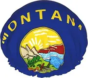 Montana State Flag Print Shower Cap For Women Men Reusable Lightweight Soft Bath Hair Cap With Elastic Band