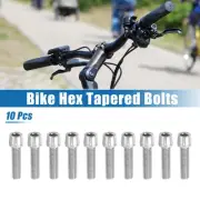 10 Pcs Tapered Bolts Screws for Bike Bicycle Stem M5x20mm Steel Silver Tone