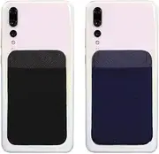 Mizi (2 Pack Adhesive Phone Wallet with Flap, 4 Cards Holder for Back of Phone Stick on Phone Cases for iPhone/Android/Samsung Galaxy - Black/Blue