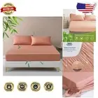 Silky Soft Coral Bamboo Fitted Sheet for King Mattresses - 15'' Deep Pocket