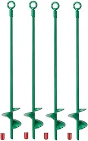 Bjworeye 4 Piece 18in Ground Anchors Kit Helix Earth Ground Anchor for Camping Tent,Canopies,Swing Sets