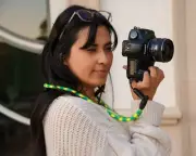 Green/Yellow Camera Neck Strap / 9.5mm Thick & Peak Design Anchor