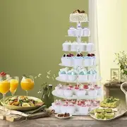 ZXJJ 3/4/5/6 Tier Clear White Round Cup Cake Stand Acrylic Cupcake Stand Supp...