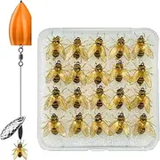 Fly Lures,20X Bee-Shaped Fly Fishing Lures - Angling Tackle Gear with Storage Case for Freshwater Saltwater Deep Sea Lake River Pond