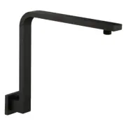 Fienza 350mm Square Fixed Gooseneck Shower Arm Matte Black 422113