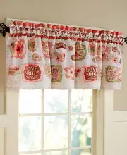 Vintage Retro Spring Birds Window Valance Hearts Love Big Sentiments Valance