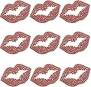 GORGECRAFT Pack of 12 Lips Rhinestone Applique Iron-On Kiss Lips Crystal Hotfix Transfer Sticker Red Bling Patch Decals for T Shirt Clothing Jacket Hat Bag Valentine's Day DIY Decoration