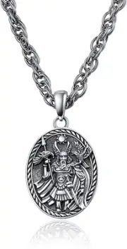 Viking Necklace Sterling Silver Odin Knot Vegvisir Wolf Arrow Valknut Pendant