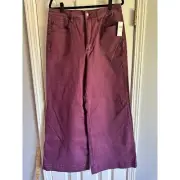 NWT Maeve Anthropologie Wide Leg Jeans Size 32 Tall Wine/Plum Color