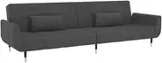 vidaXL Convertible 2-Seater Sofa Bed with Two Pillows - Adjustable Backrest, Dark Grey Velvet Fabric, Wooden Frame & Metal Legs