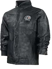 [The Strongarm American Welding Company] Strongarm Welding Jacket Leather - Flame-Resistant Black Heavy Duty Cow Grain Leather Welders Work Jacket for Men & Women