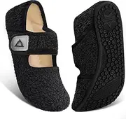 [ATHMILE] House Slippers for Women Men Indoor Barefoot Slippers Socks Wide Diabetic Shoes Adjustable Soft Slip on House Slippers for Home Bedroom Travel
