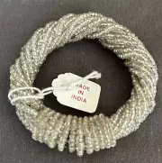 Set of 8 Beaded Napkin Rings with Tiny Seed Beads Silver India NWT
