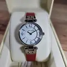 Anne Klein Women's 109443WTRD Silver-Tone White Dial and Red Leather Strap Watch