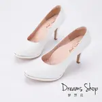 DREAMS SHOP MIT真皮減壓氣質花布防水台氣墊高跟鞋9CM 白色【HC88696-A52】大尺碼女鞋37-44