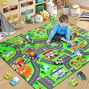 Kids Rug, City Road Rug for Kids,4x6 Ft Car Rugs for Kids Toy Cars, Realistic Colors Perfect for Children and Baby Playmat, Non-Slip Classroom Rug