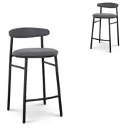 Set of 2 - Oneal 65cm Bar Stool - Slate Charcoal