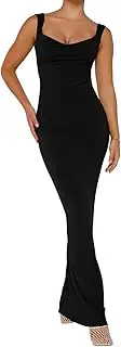 [Almaree] Women's Sexy Bodycon Maxi Dress Backless Long Dresses Scoop Cowl Neck Dress for 2023 Summer