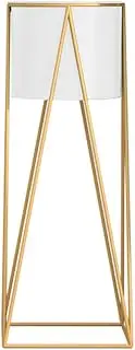 SOGA 50cm Gold Metal Plant Stand with White Flower Pot Holder Corner Shelving Rack Indoor Display