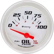 Equus 8164 1-1/2" Electric Oil Pressure Gauge, White with Aluminum Bezel